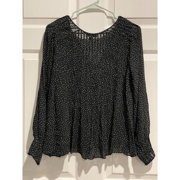 Rag & Bone Classic Fit Brandy Viscose Gauzey Sheer Pleated Longsleeve Top Blouse - Picture 2 of 13